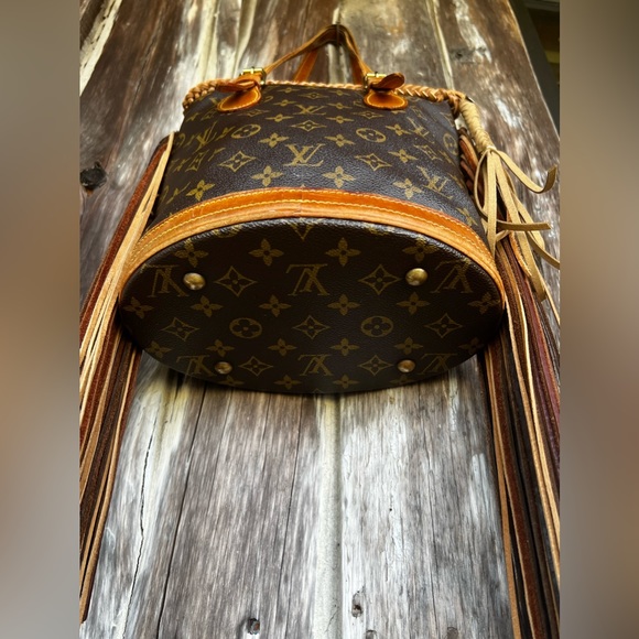 Vintage LV Bucket Bag Revamped Fringe Boho Western - Picture 5 of 9